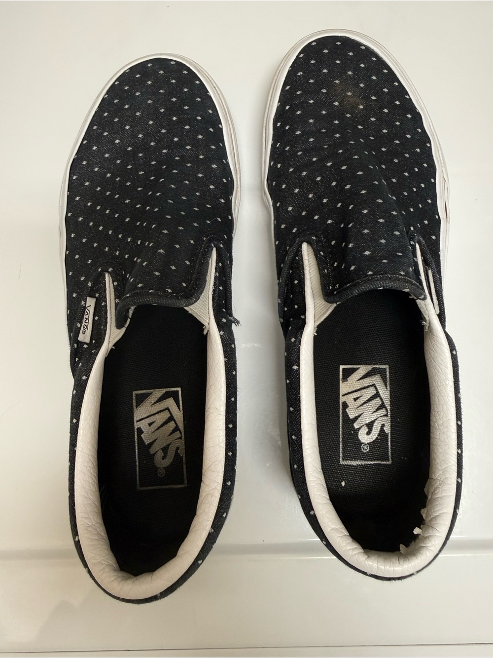 Vans Black Slip-On Sneakers with White Dot Accents